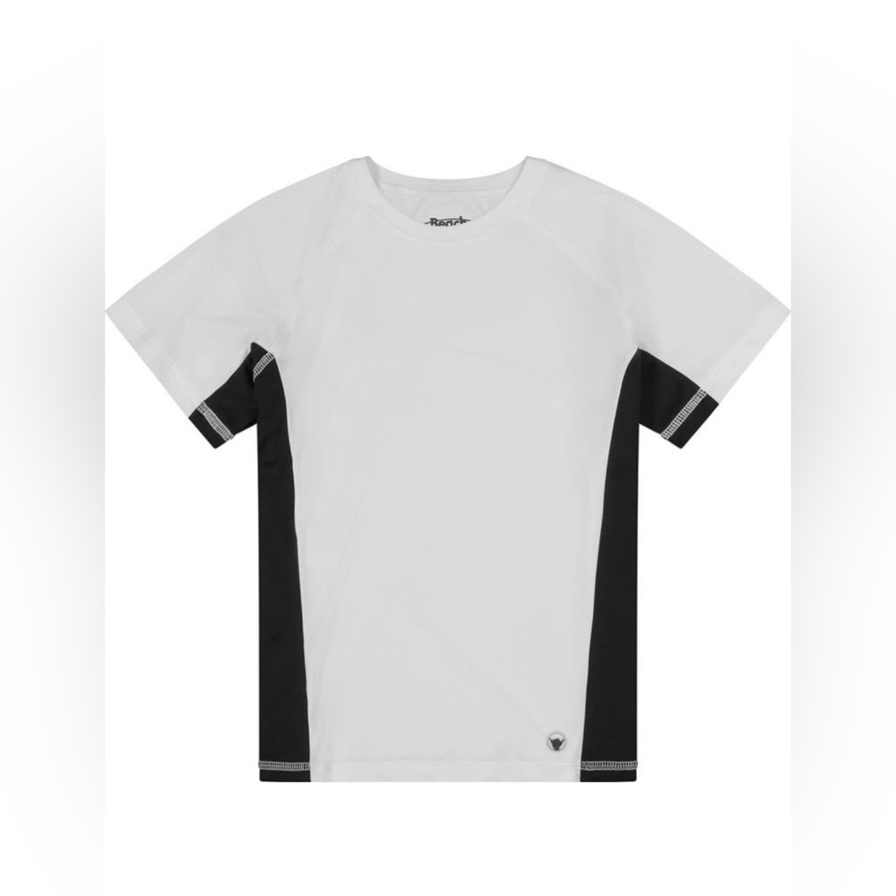 Beach Bros Boy’s White and Black Short Sleeve Rash-guard| size: 4T
